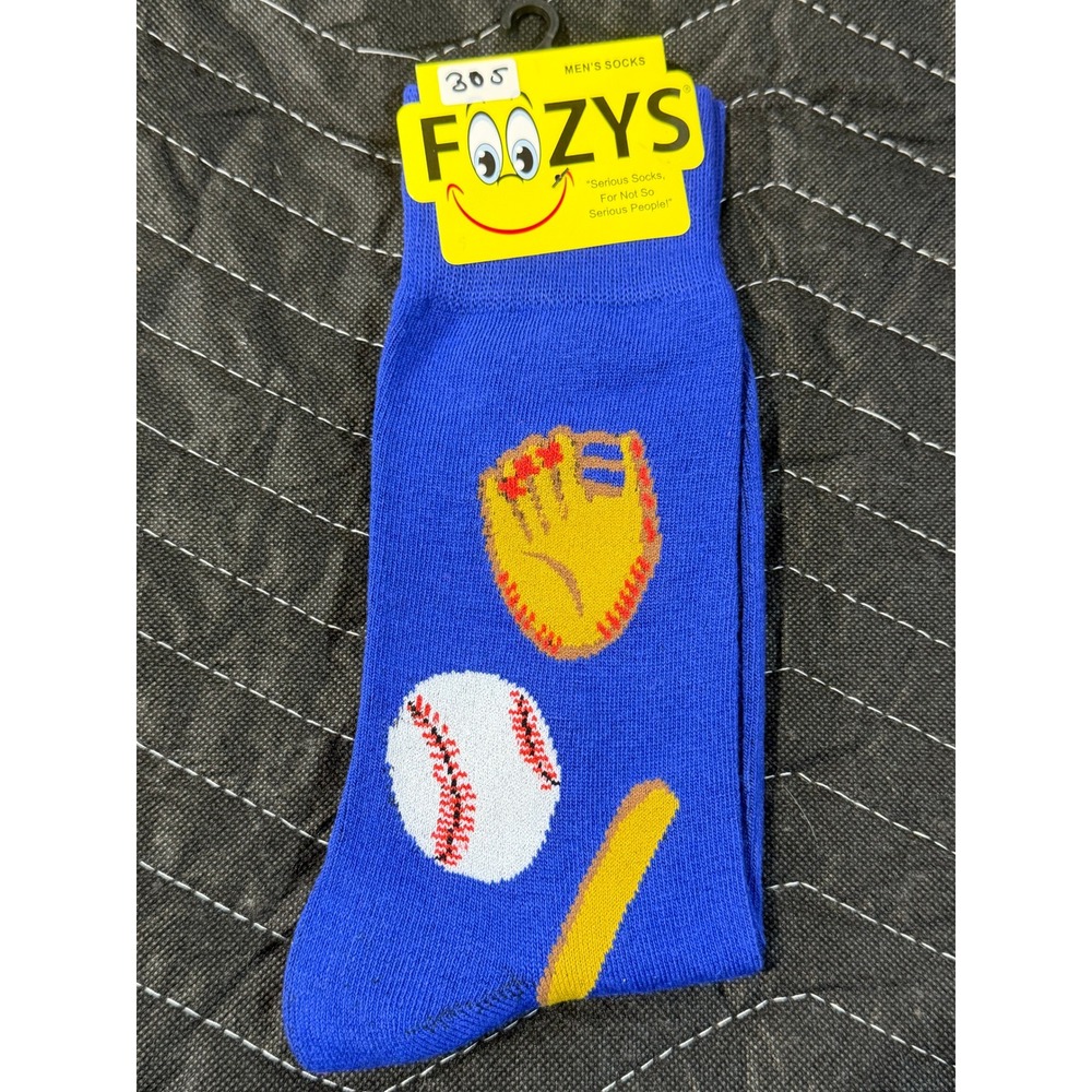 Foozys Baseball Crew Socks‎ Mens 10-13 Blue New Sports Graphic FM-07